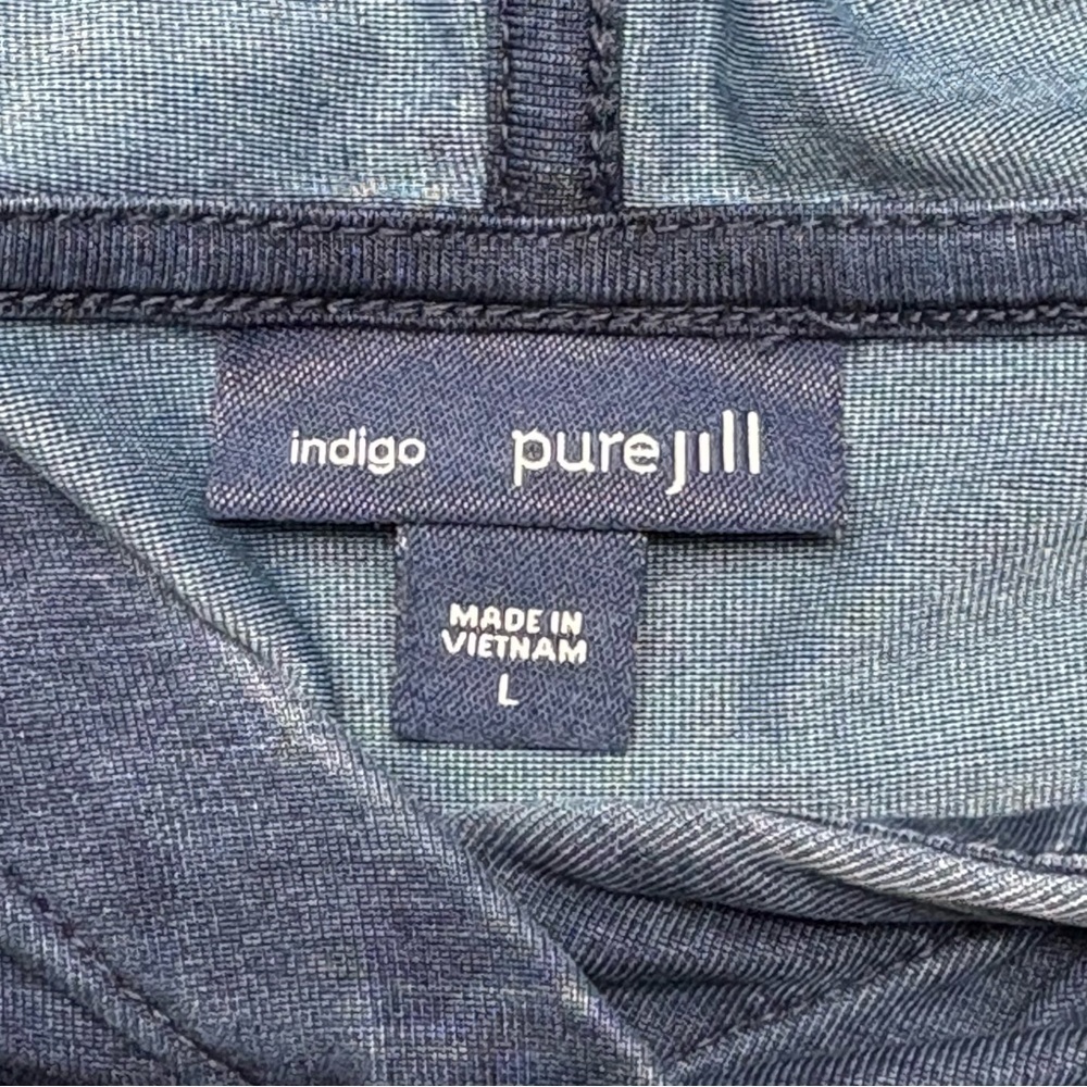 J Jill Pure Jill Indigo Hooded Tunic Dress Size L Blue Lyocell Blend Coastal - Picture 7 of 9